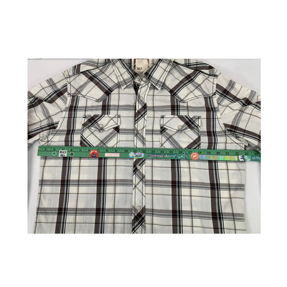 BKE Pearl Snap White Black Gray Western Long Sleeve Dress Shirt Size Large‎ - Picture 4 of 10